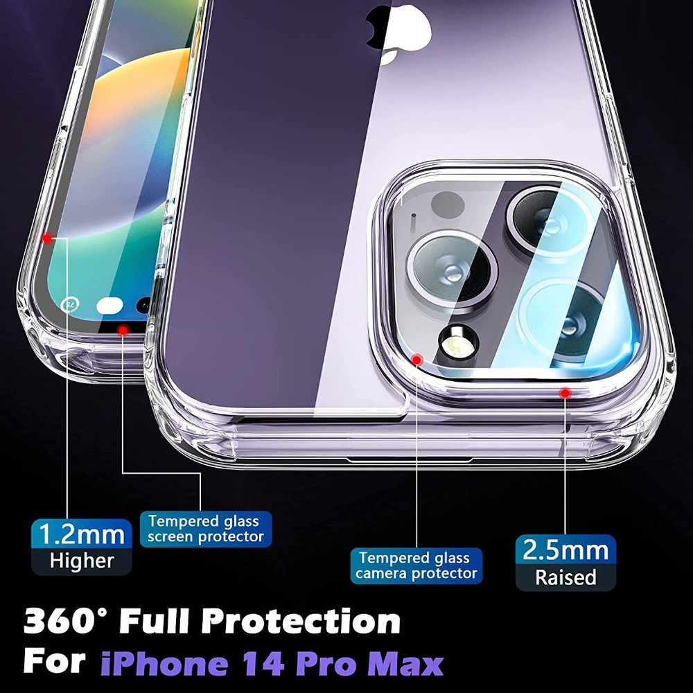New Protective Clear Case for iPhone 14 Pro Max 6.7 Inch [5 in 1] Military Grade - Picture 7 of 9